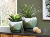 Prime Furniture - Ashley Furniture - Ardenridge Planter (Set of 2) - Planter Set (Set of 2) / Green/White - A2000579